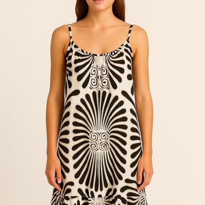 RUFFLE HEM PRINTED SLIP DRESS