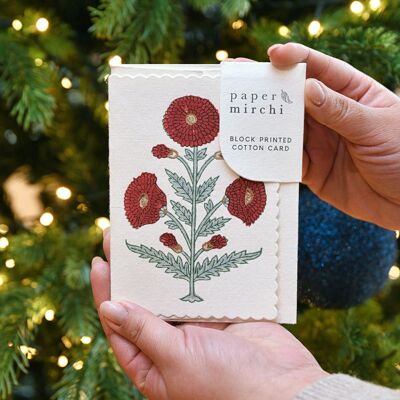 Hand Block Printed Greeting Card - GC Genda Sage