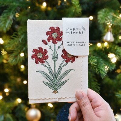 Hand Block Printed Greeting Card - GC Nargis Sage