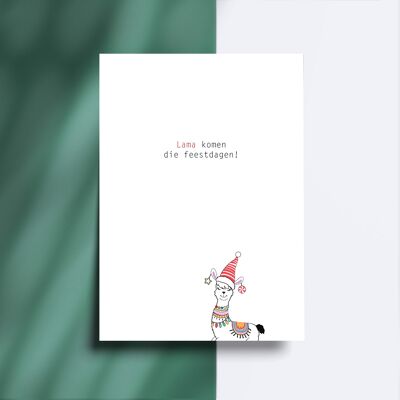 Postkarte - Weihnachtskarte - Lama kommen diese Feiertage!