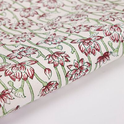 Block Printed Wrapping Paper Sheets - BP Lotus Cherry