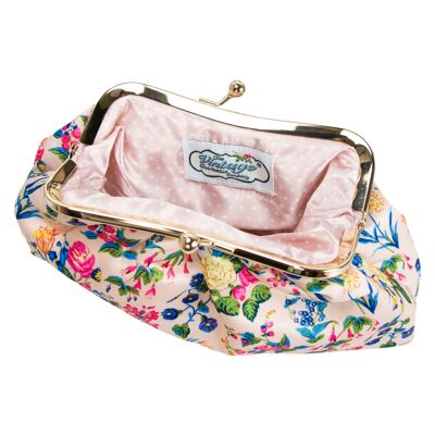 Kosmetiktasche Rosa Blumen Satin