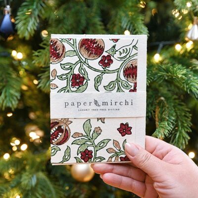 Hand Block Printed Greeting Card - Pomegranate Cherry