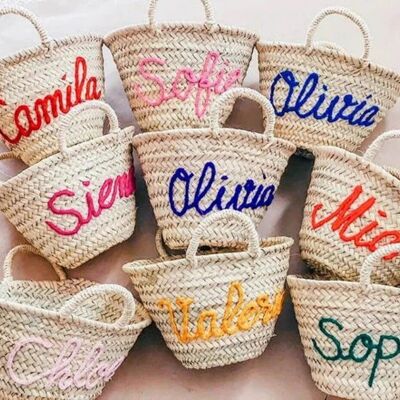 Personalized Mini Straw Bags, Set of 4 – Customizable