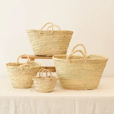 High Handwoven Raffia Baskets – 4 Sizes – Versatile Natural