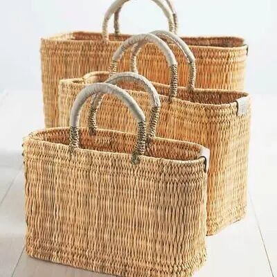 Medina Handwoven Basket Tote – Moroccan Straw Bag in 3 Sizes