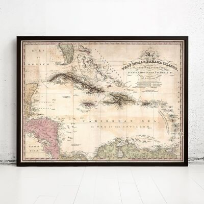 Old Map of Bahamas Bahama Islands 1831 Vintage Map | Vintage Map Wall Art Print