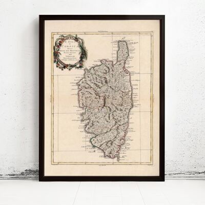Old Map of Corsica Isle de Corse 1782 Vintage Map | Vintage Map Wall Art Print