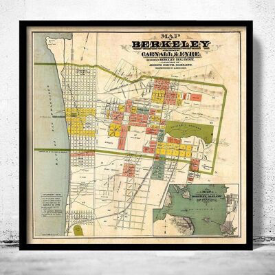 Old map Berkeley California 1880 Vintage Map | Vintage Map Wall Art Print