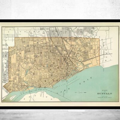 Carte ancienne de Buffalo, New York, États-Unis, 1895 | Impression murale vintage