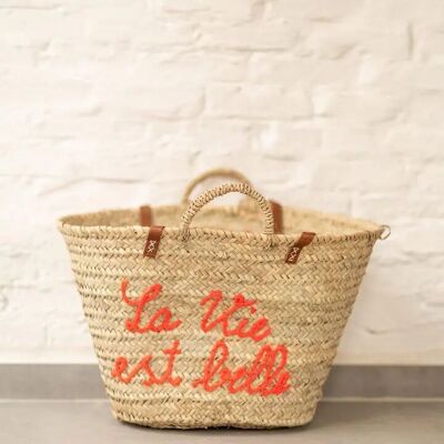 Bolso Plage: cesta tejida a mano de hoja de palma y cuero