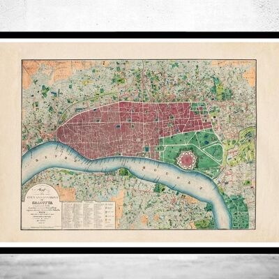 Old Map of Calcutta Kolkata India 1832 Vintage Map | Vintage Map Wall Art Print