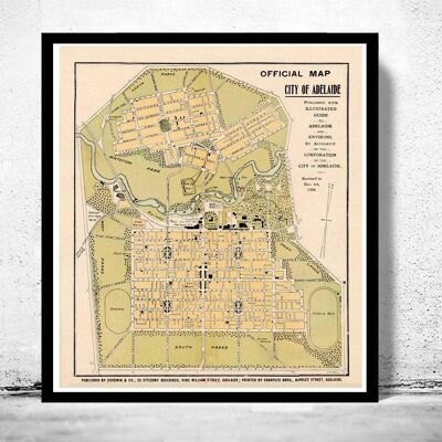 Old Map of Adelaide City Australia 1906 Vintage Adelaide Map | Vintage Map Wall Art Print