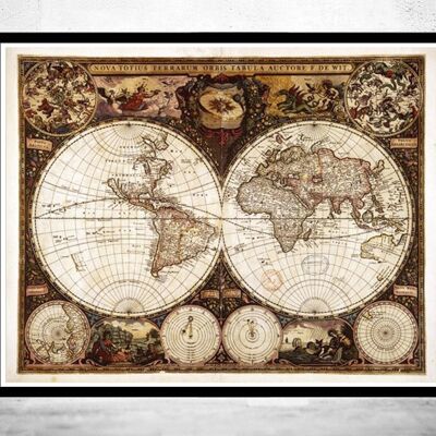 Old World Map 1660 Antique World Map | World Map Gift World Map Print | Vintage World Map | World Map Wall Art | Large Map Print
