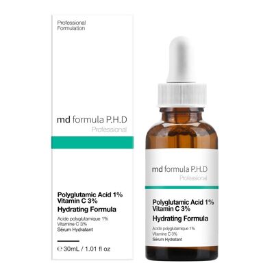 Sérum hidratante con ácido poliglutámico al 1% y vitamina C al 3% (30 ml)