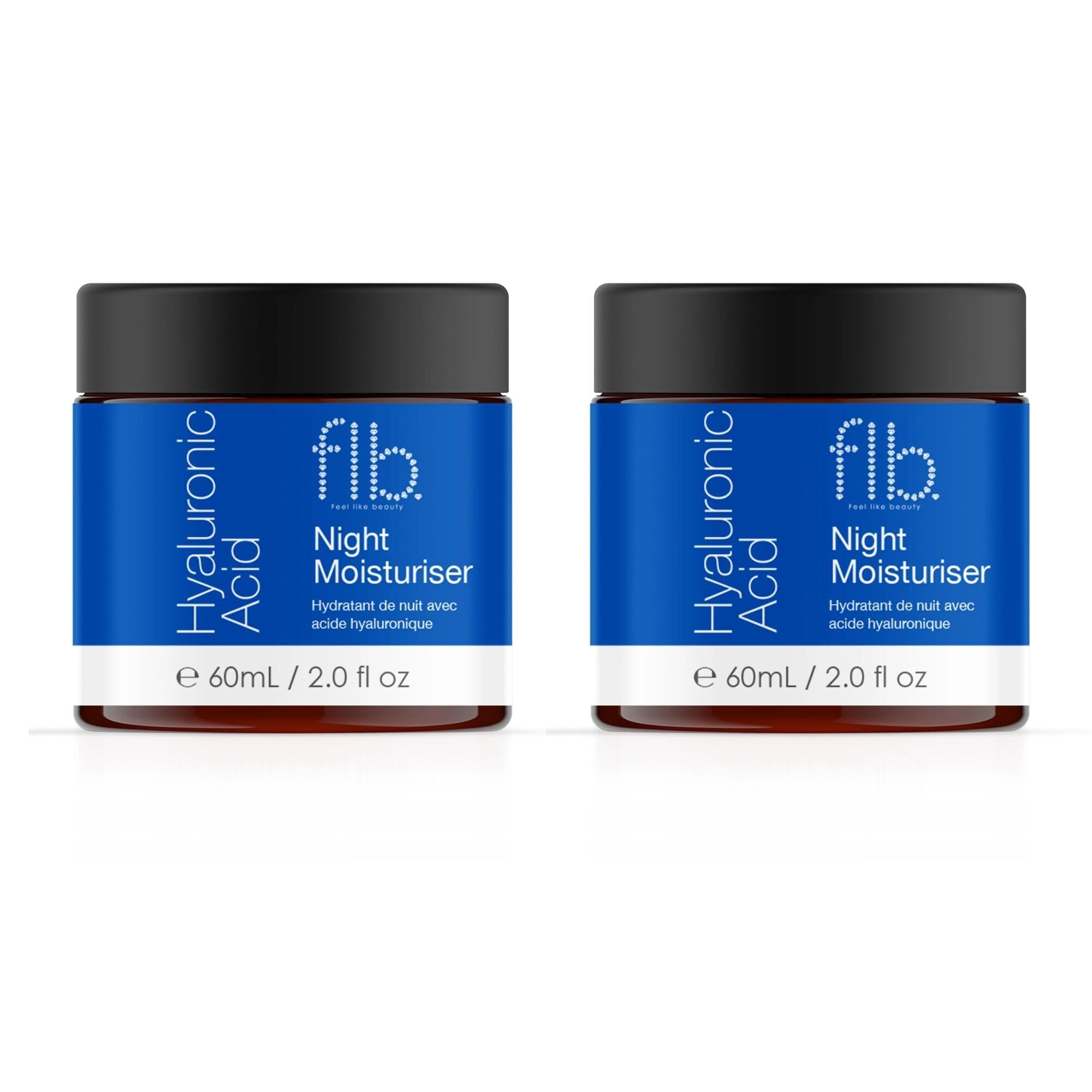 Feel Like Beauty Hyaluronic Acid Night Moisturiser 60ml Twin Value Savings Pack