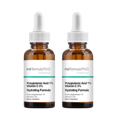 MD Formula Hydrating Serum Polyglutamic Acid 1%, Vitamin C 3% 30ml Twin Value Savings Pack