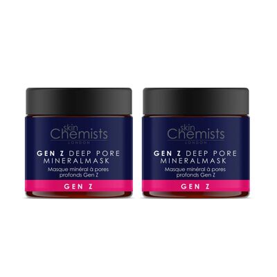 skinChemists Gen Z Deep Pore Clay Mask 60ml Twin Value Savings Pack