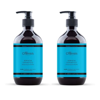 Shampooing clarifiant à la kératine skinChemists 500 ml, pack économique double