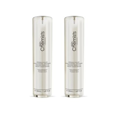 skinChemists Wrinkle Killer Anti-Ageing Japanese Orange Sensitive Night Moisturiser 50ml Twin Value Savings Pack