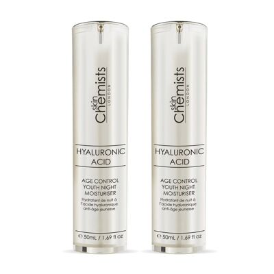 skinChemists Hyaluronic Acid Age Control Youth Night Moisturiser 50ml Twin Value Savings Pack