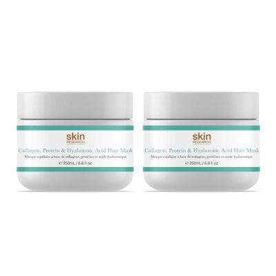Skin Research Collagen, Protein & Hyaluronic Acid Hair Mask 250ml Twin Value Savings Pack