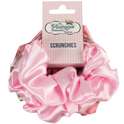 5 Piece Satin Scrunchies Pink and Gold