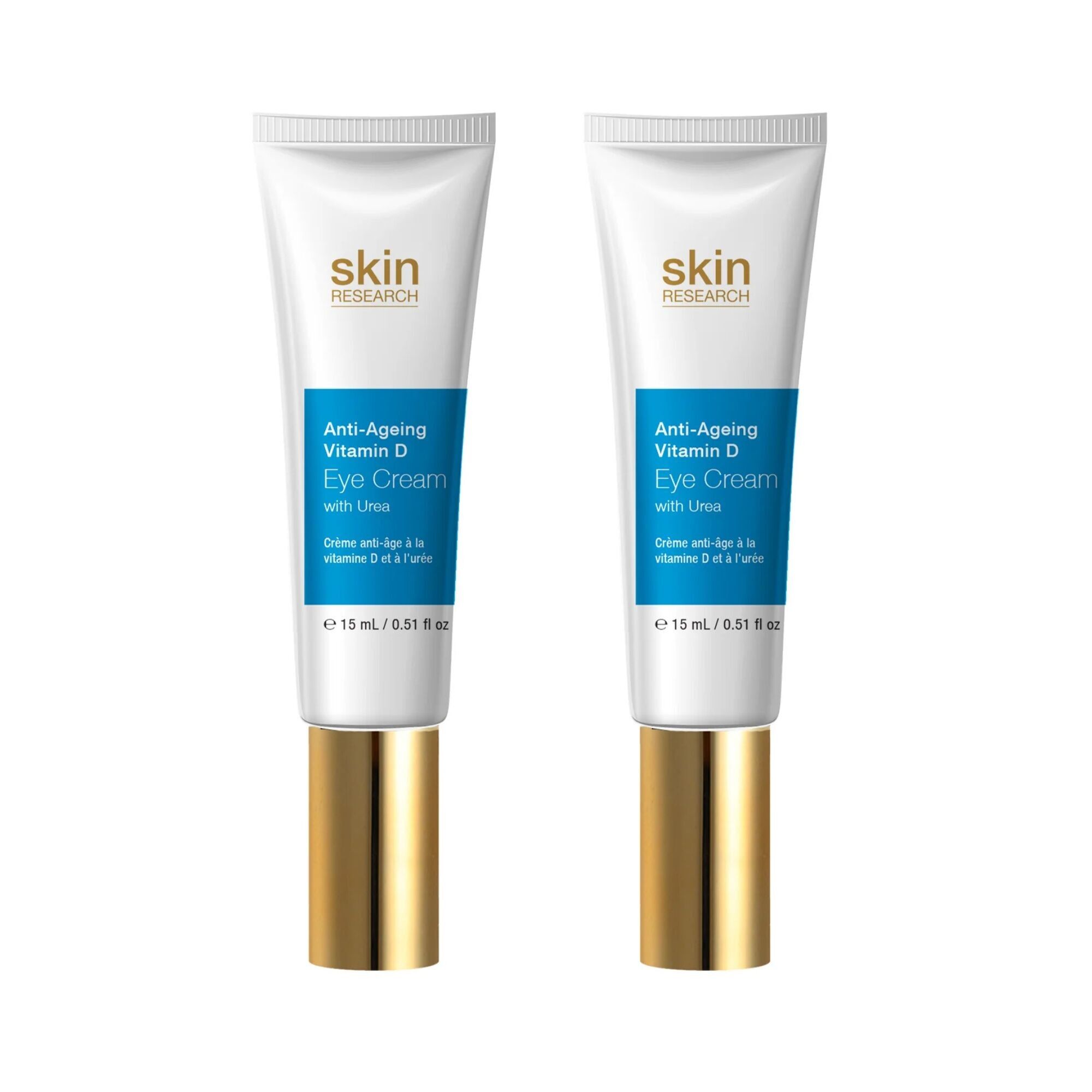 Crema contorno occhi anti-età alla vitamina D con urea Skin Research da 15 ml, confezione risparmio doppio