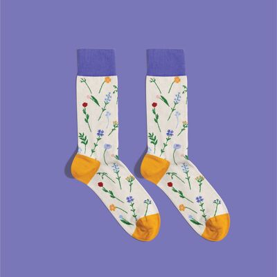 Floral Meadow Socks – Colourful Wildflower Cotton Socks | Nature Gift for Garden & Flower Lovers