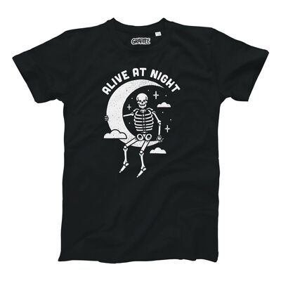 Lebendig am Nachtt-shirt - Skelett und Mond