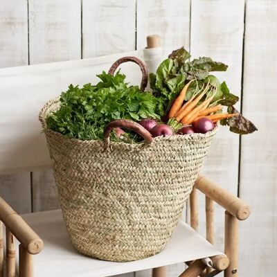 Panier rustique Tanger – Panier de rangement en feuilles de palmier fait main |