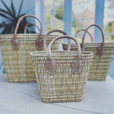 Sophie Tapered Stacking Reed Basket – Short Leather Handles