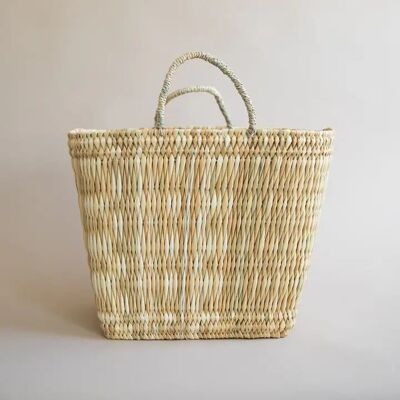 Handwoven Market Tote Basket – Natural Reed Bag with Sisal Handles (12" x 14")