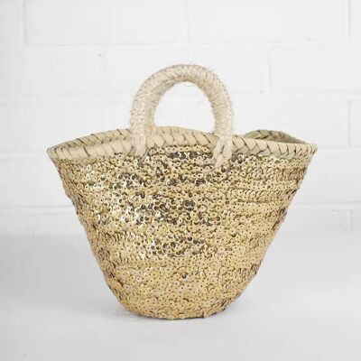 Mini Sequin Baskets – Handwoven Palm Leaf Basket with Colorful Sequins
