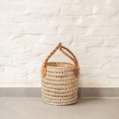 Mini sac St Barth – Panier en feuilles de palmier tressées à la main 20 x 20 cm