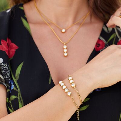 Conjunto de oro - colgante, pendientes, pulsera
