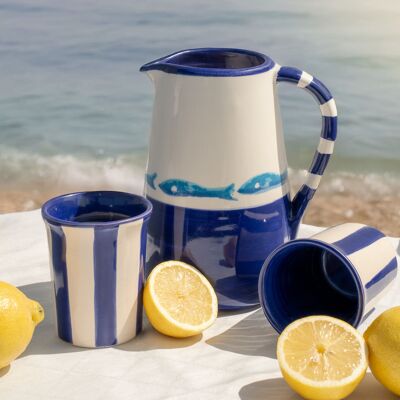 Ceramic Jug 21cm - Hand Painted / French Riviera