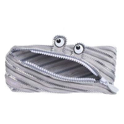 ZIPIT Monster Federmäppchen, Federmäppchen für Kinder, Silber