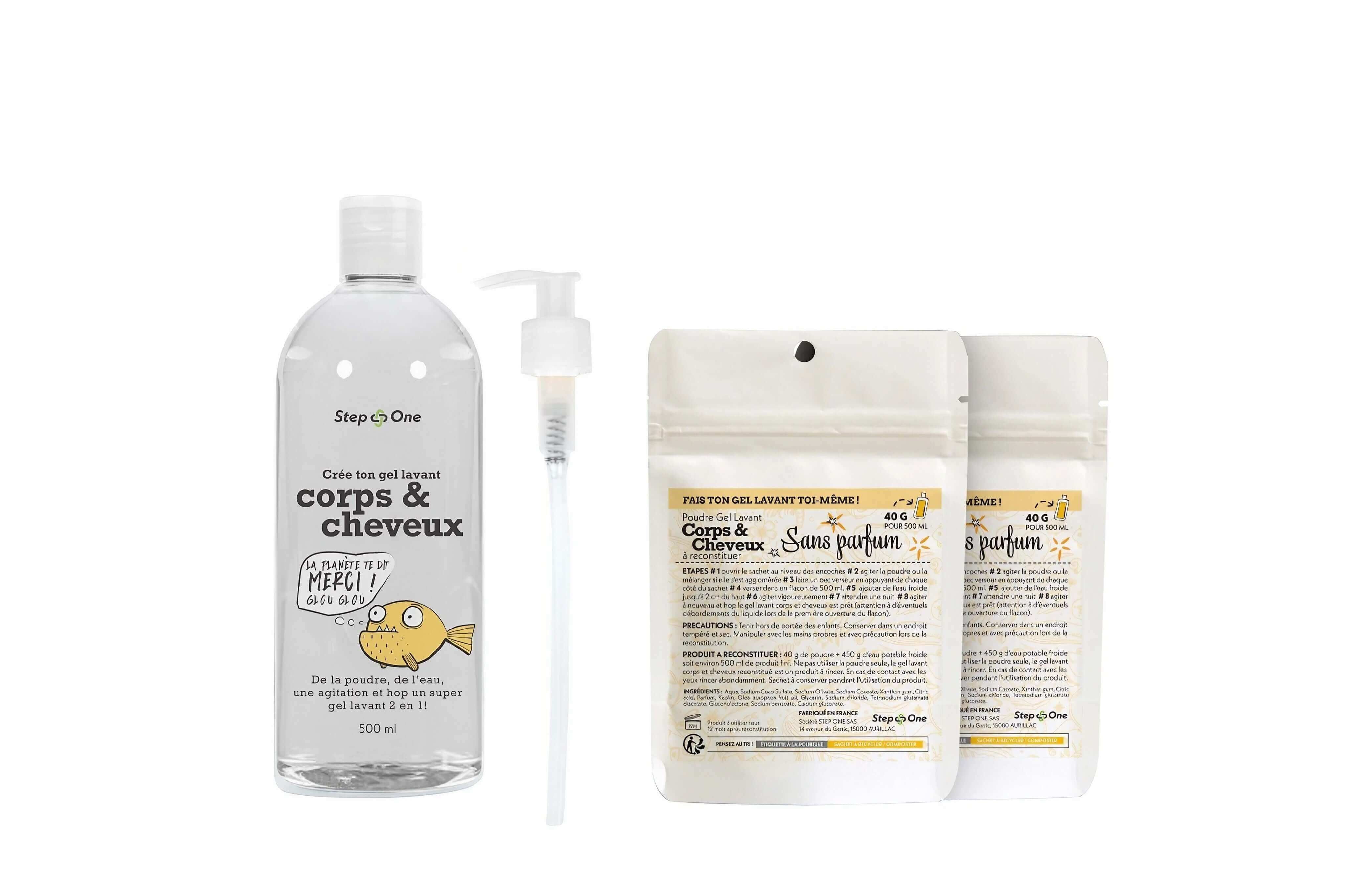 Starter-Set: 2-in-1-Reinigungsgel für Körper und Haare OHNE PARFÜM – Zero Waste