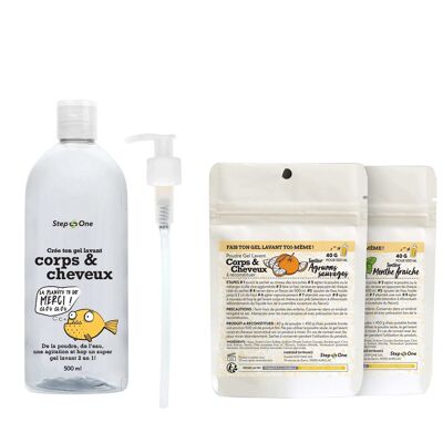 Starter Kit: 2 in 1 Body & Hair Wash Gel Citrus/Fresh Mint - Zero Waste