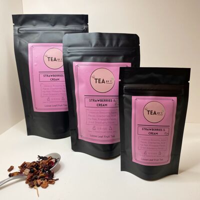 Strawberries & Cream Loose Leaf Fruit Tea UK - Relax Herbal - Tea Gift Hamper - Birthday Gift - Hug - Gift Box For Her - DIY - Wedding Day