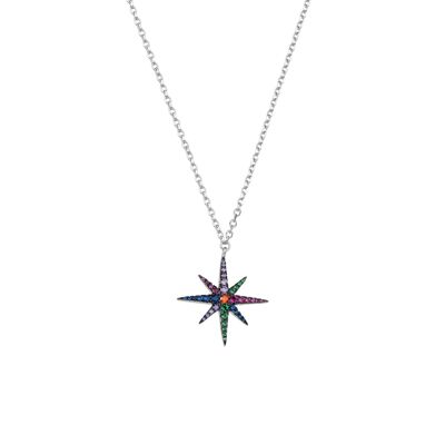 Collar de plata de ley con forma de estrella arcoíris