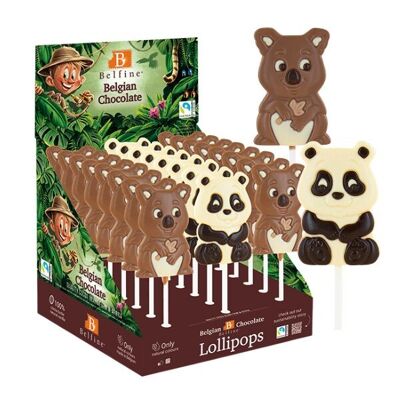 SUCETTE CHOCOLAT JUNGLE 25g - Présentoir de 24 sucettes