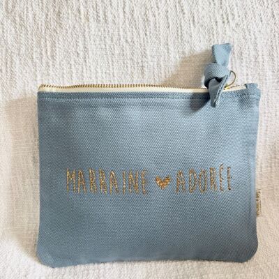Pochette "Marraine Adorée" bleu nuage