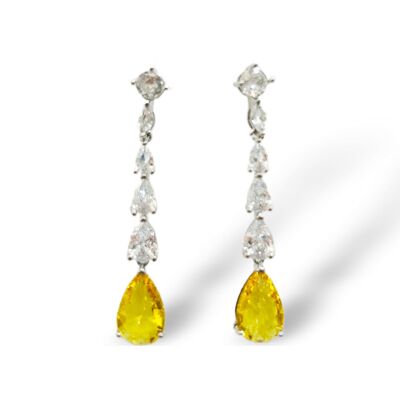 YELLOW DIAMOND DANGLING EARRINGS