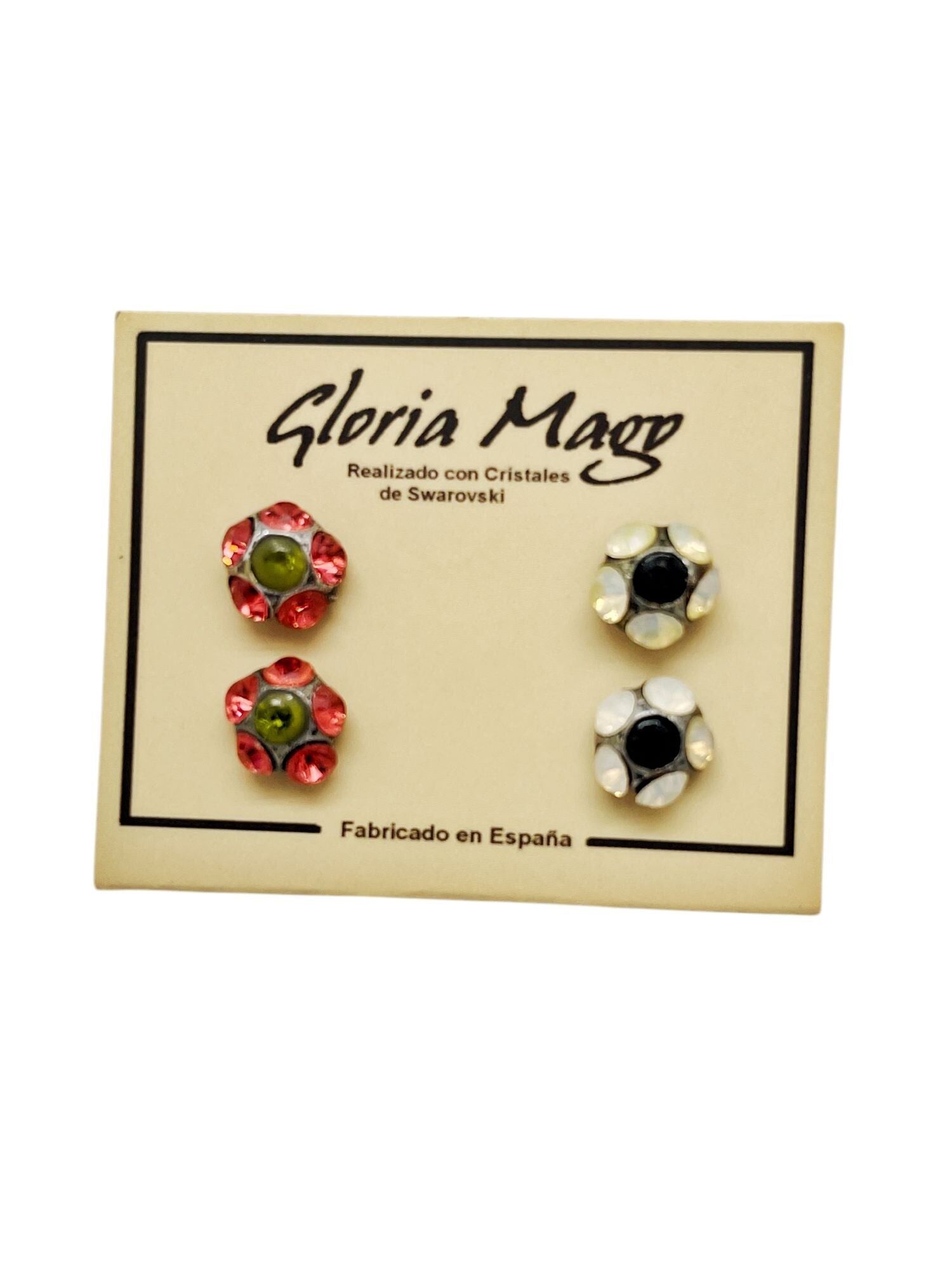 Packung mit 10µ Silberohrringen und verschiedenen Hyanc SW-Kristallen