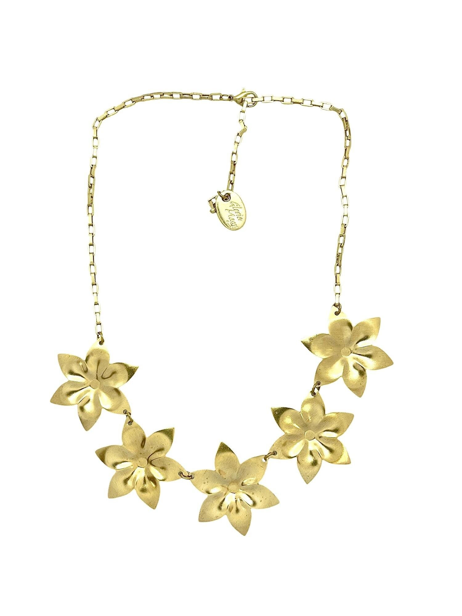 Girocollo FiveFlower in ottone dorato. Gloria Mago design