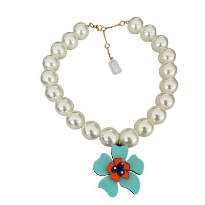 COLLAR FLORIDA PERLAS XL TURQUESA