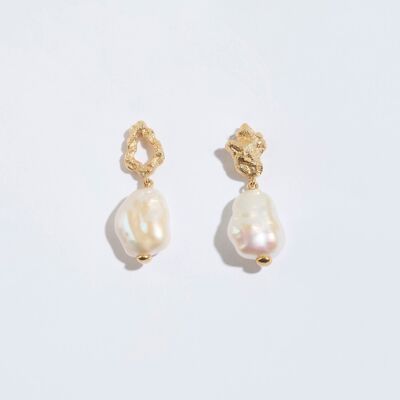 Boucles d'oreilles pendantes en vermeil et perles dépareillées | Boucles d'oreilles à tige en or | Bijoux en perles