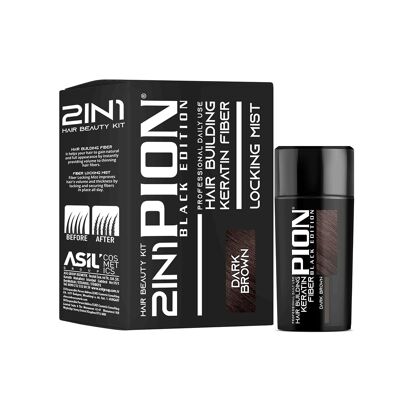Pion Hair Building Fiber & Locking Mist Spray Set // Medium Brown